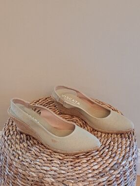 NWOT VISCATA Barcelona Womens Palomera Khaki Beige Canvas Espadrille Sandals 41